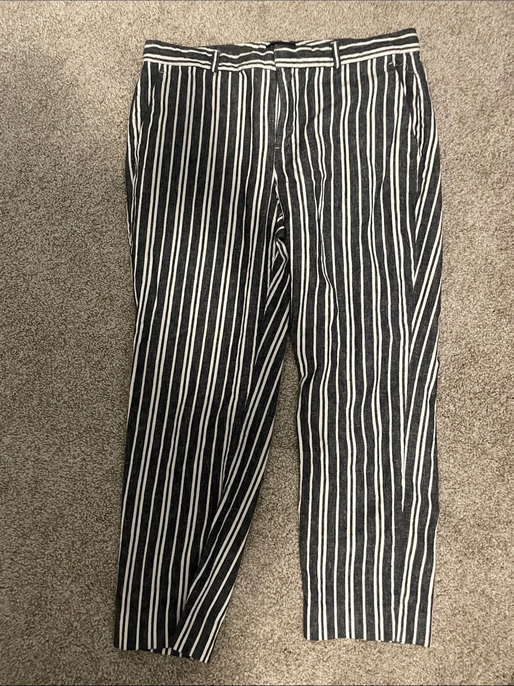 Banana Republic Black and White Vertical Stripe Chinos